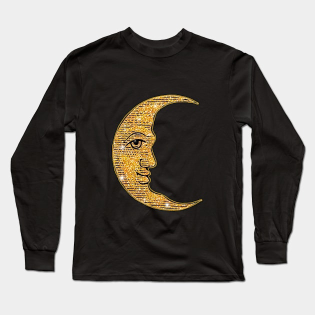 Crescent Moon Man in the Moon Long Sleeve T-Shirt by Scarebaby